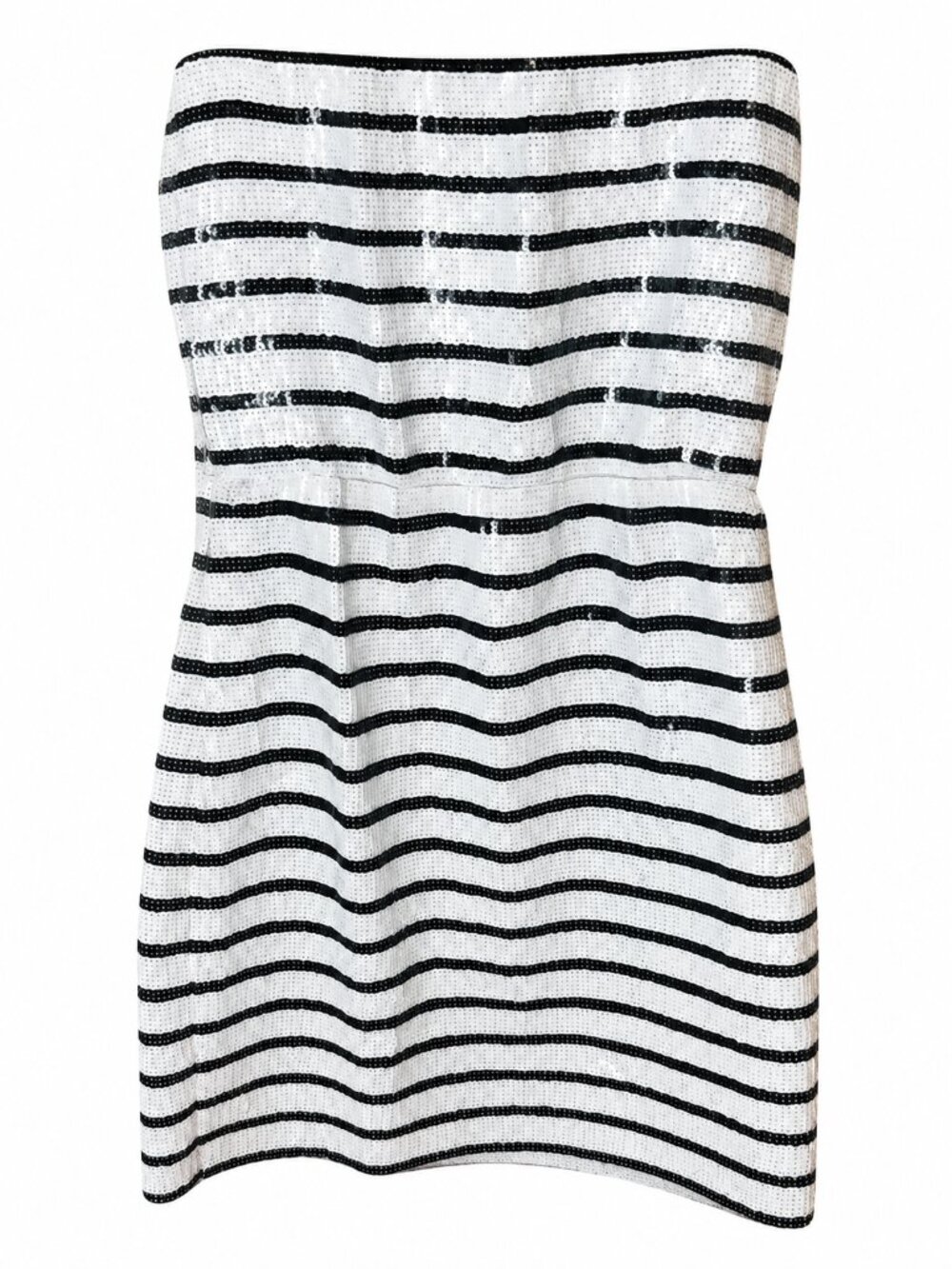 BCBGMAXAZRIA White Black Sequin Marcille Strapless Mini Dress 4 Special Occasion